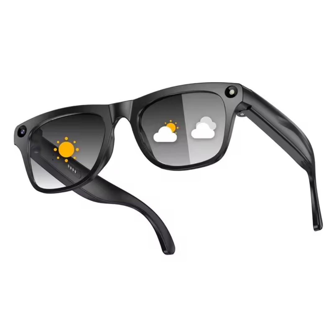 Sleek black smart audio glasses profile